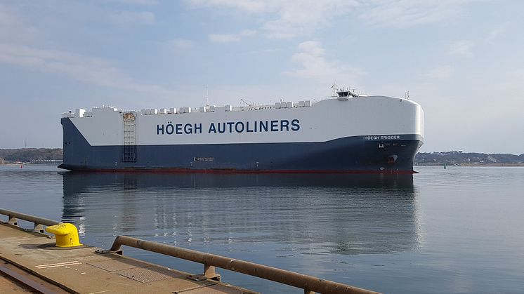 Together with its sister ships, the Höegh Trigger is the world's largest ship of its kind. Several of the ships in the so-called Horizon class will now operate in the Port of Gothenburg regularly. Photo: Höegh Autoliners.