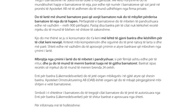 Faktablad om apoteksreformen på albanska