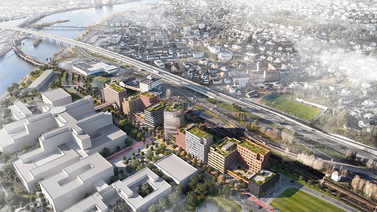Ferdig utbygd vil Drammen Helsepark bestå av flere bygg og 76.500 kvadratmeter.