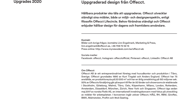 Offecct Press release Upgrades 2020_SE