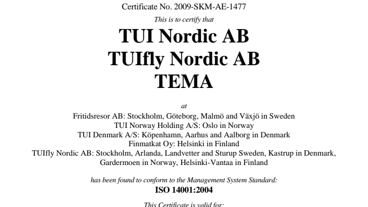 Fritidsresor – Nordens första miljöcertifierade charterarrangör