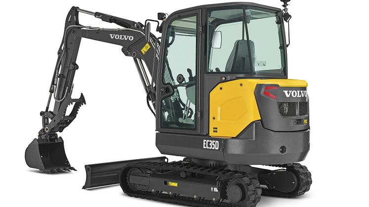 Volvo EC35D minigrävare - studiobild vänster bak