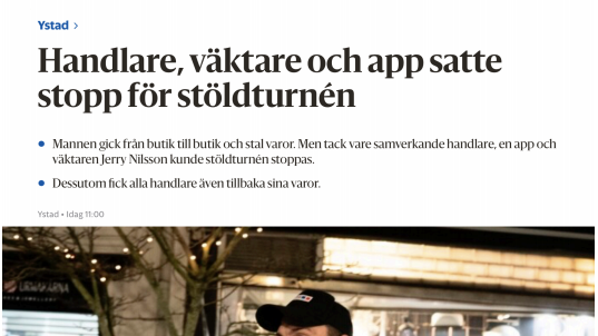 CoYards hjälpte till att sätta stopp för stöldturné i Ystad