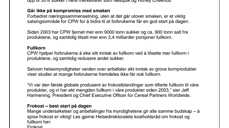 Nestlé frokostblandinger gjør det enklere å få en god start på dagen 