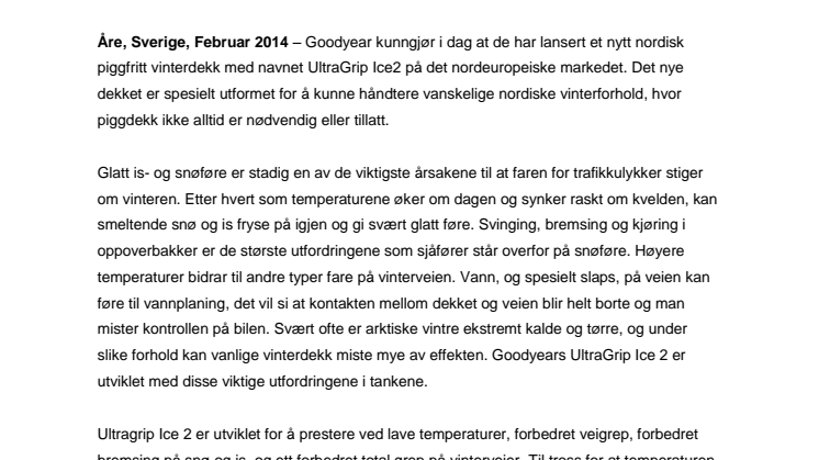 Goodyear lanserer vinterdekk for lave temperaturer