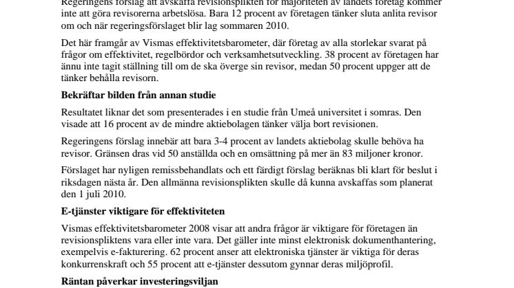 Få företag väljer bort sin revisor