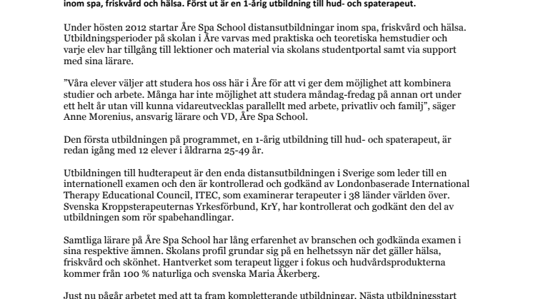 Utbildningar inom spa, friskvård och hälsa på Åre Spa School