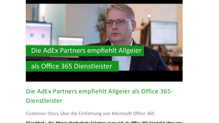 Die AdEx Partners empfiehlt Allgeier als Office 365-Dienstleister