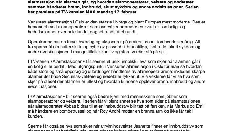 Verisures alarmstasjon blir TV-serie