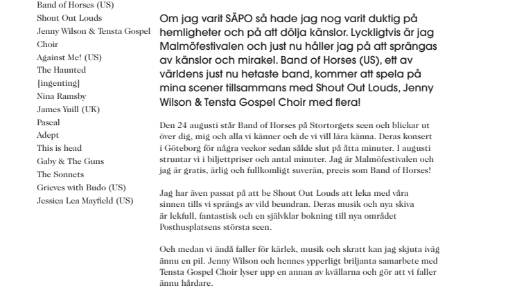 Ett av världens hetaste band till Malmöfestivalen!