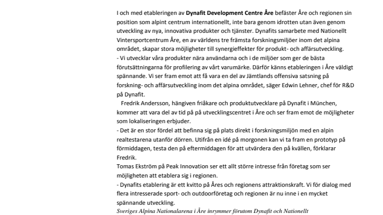 Världsföretag etablerar avdelning för produktutveckling i Åre