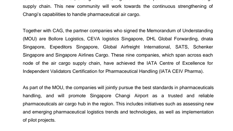 Changi Airport Group launches Pharma@Changi initiative