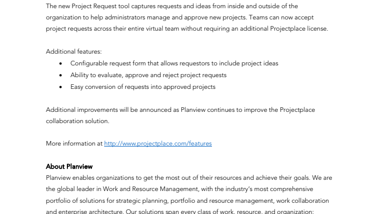 Projectplace by Planview makes project requests easier
