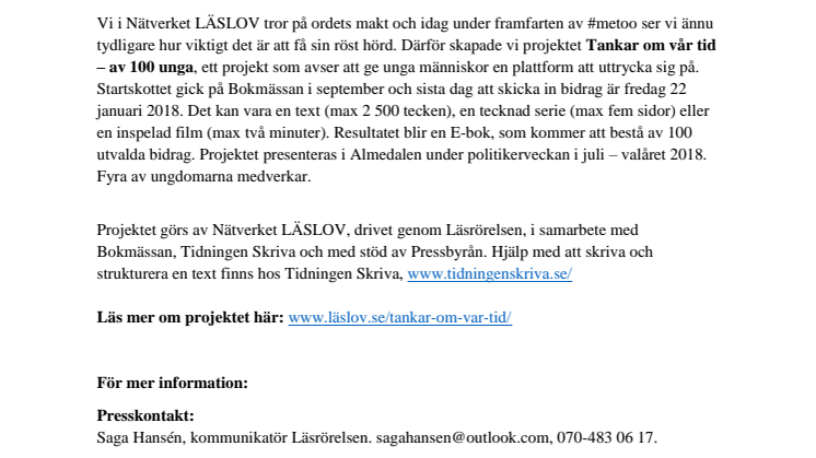 Tankar om vår tid får bonustid!