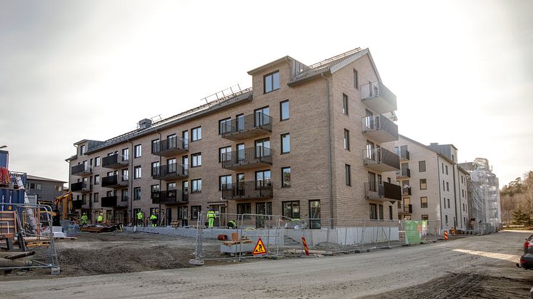 Solör Bioenergi levererar klimatsmart värme till det nybyggda området Landevi gårdar i centrala Landvetter. Fotograf: Anna Sigge