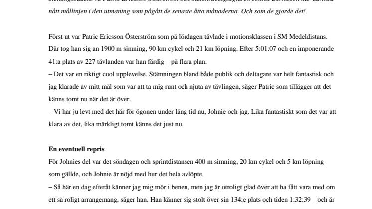 Triathlonutmaningen är avklarad!