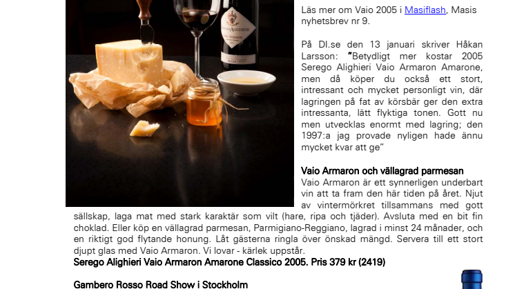 Högsta betyg till Vaio Armarone 2005