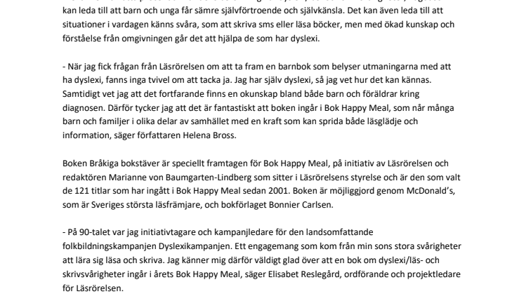 Idag släpps boken Bråkiga bokstäver som lär barn om dyslexi