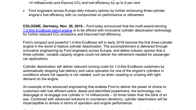 Go Further: EcoBoost 1.0 bliver første 3-cylinderede motor med cylinder-deaktivering