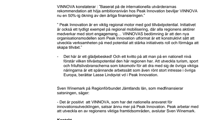 11 nya miljoner satsas på Peak Innovation