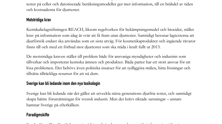 Nya toxikologin - bättre för människor, djur och miljö