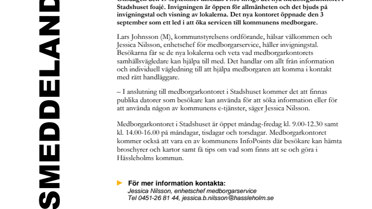 Nu invigs medborgarkontoret i Stadshuset