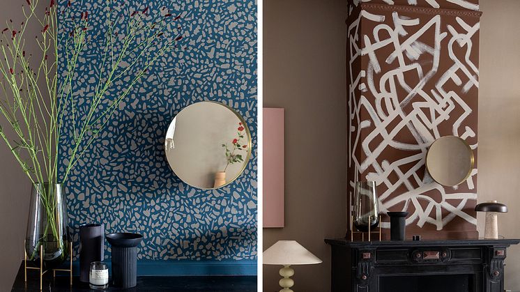 Wees een kunstenaar met verf in je interieur! Hier laat Theo-Bert zien hoe gemakkelijk je kleuren kunt combineren met de Flexa Kleur van het Jaar 2021 Brave Ground.