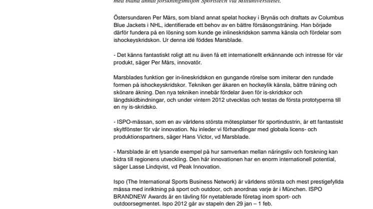Östersundsföretaget Marsblade finalist i ISPO BRAND NEW Award