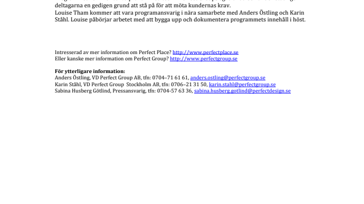 Perfect Group startar unikt traineeprogram