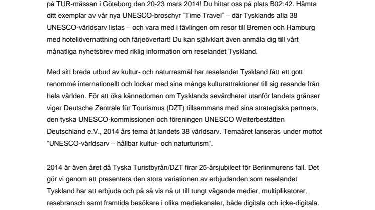Träffa Tyska Turistbyrån på TUR-mässan i Göteborg
