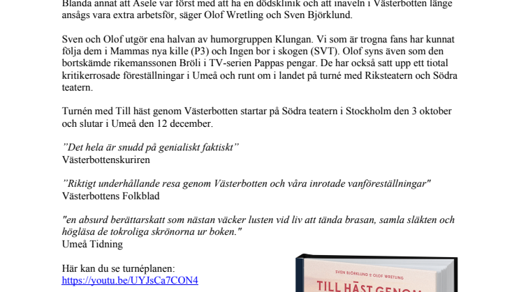 Gästspel TILL HÄST GENOM VÄSTERBOTTEN