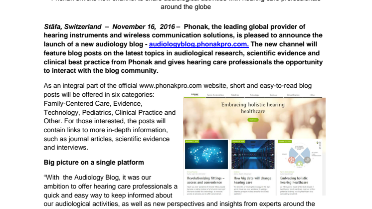 Phonak lanserar audiologi-blogg