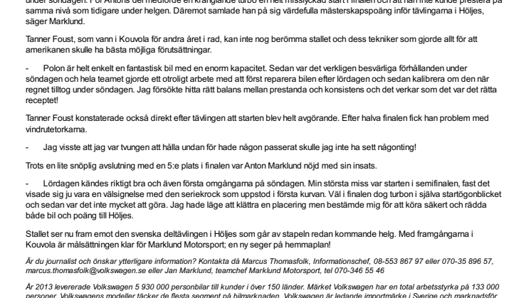 Marklund Motorsport och Tanner Foust triumferade i Finland
