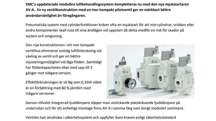 AV-A ny mjukstartsventil för modulär luftberedning 