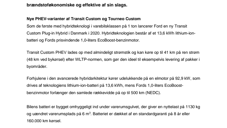 Fremtidens Ford-varebiler: Ny Transit Custom PHEV og 2-tons Transit