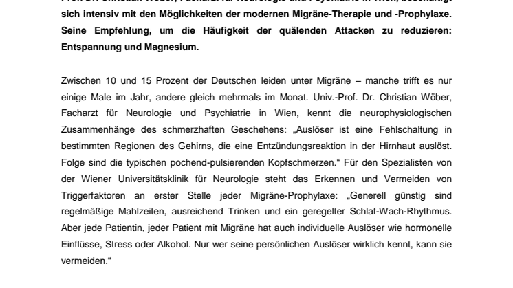 Mit Entspannung und Magnesium gegen Migräne