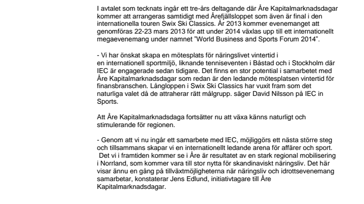 Världskonferens kring Affärer och Sport i Åre 2014