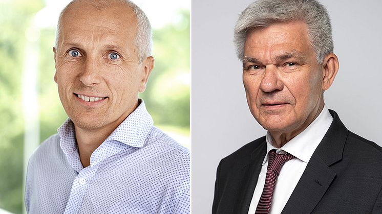 Henrik Edman, affärschef Svenska Mässan, och Peter Örn, ordförande i kommittén Demokratin 100 år.