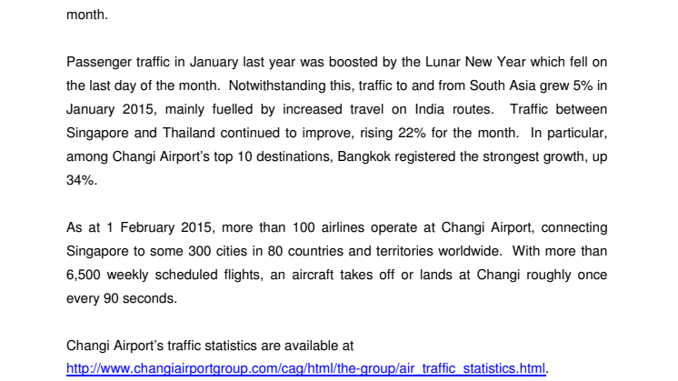 Operating Indicators for January 2015