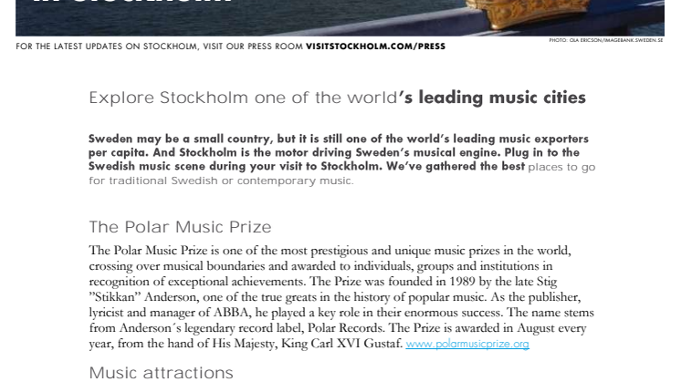 Facts: Music in Stockholm