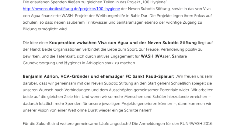 SPENDENLAUF MIT NEVEN SUBOTIC & BENJAMIN ADRION FÜR SAUBERES TRINKWASSER IN ÄTHIOPIEN