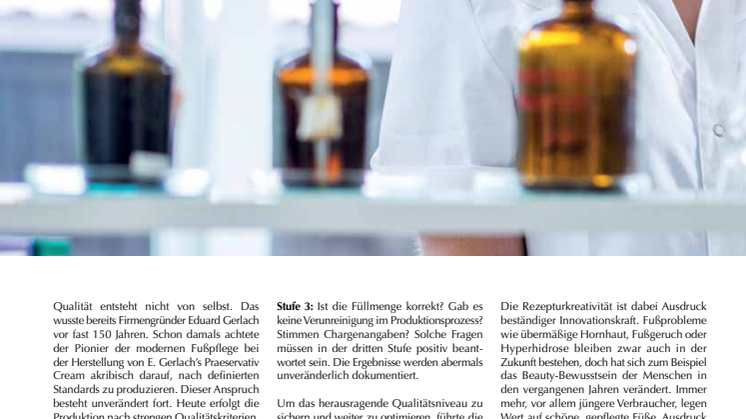 Das GEHWOL-Markenversprechen: Von der Tradition in die Zukunft - Qualität, Forschung, Entwicklung und Produktion