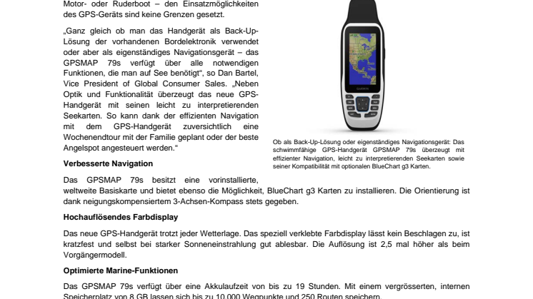 Pressemitteilung Garmin CH GPSMAP 79s