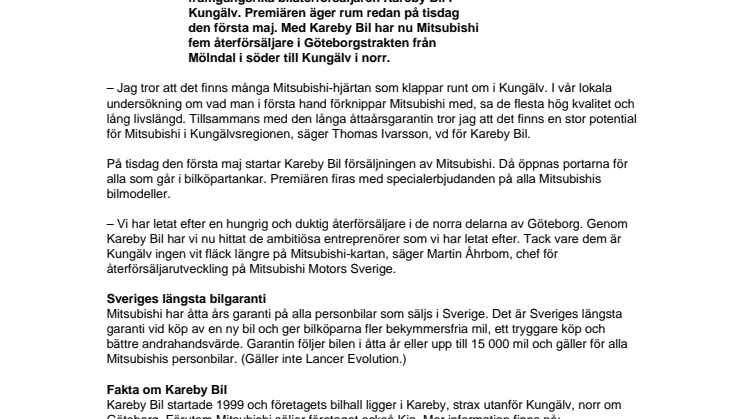 Mitsubishi växer i Göteborgstrakten