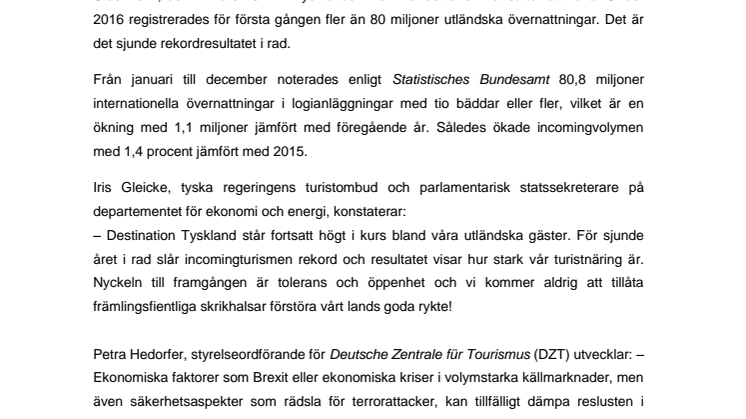 Fler än 80 miljoner internationella övernattningar – rekordresultat för sjunde året i rad