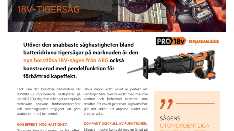 VÄRLDENS SNABBASTE  18V-TIGERSÅG 