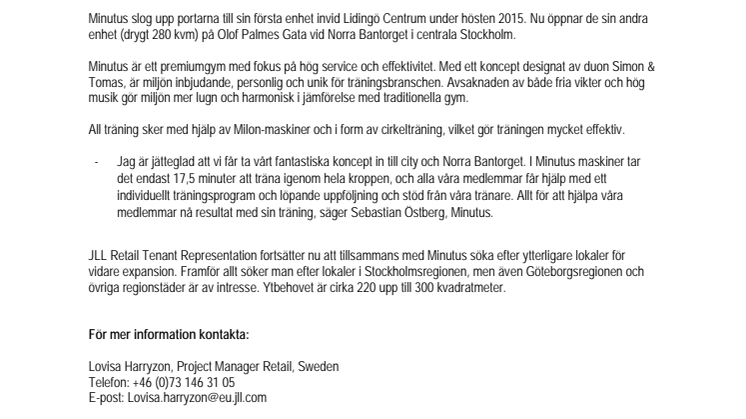 JLL företräder nytt expansivt gymkoncept