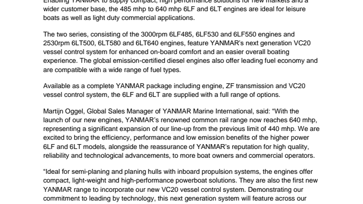 boot Düsseldorf: YANMAR Unveils New 6LF and 6LT Series 
