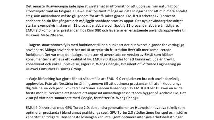 Nyheter från IFA 2018: Huawei presenterar Android Pie-baserade användargränssnittet EMUI 9.0