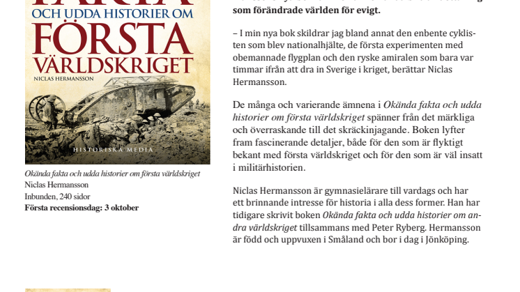 Ny bok! Okända fakta och udda historier om första världskriget